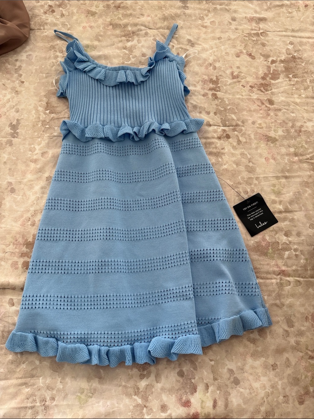 Lulu's Light Blue Ruffle Knit Sundress